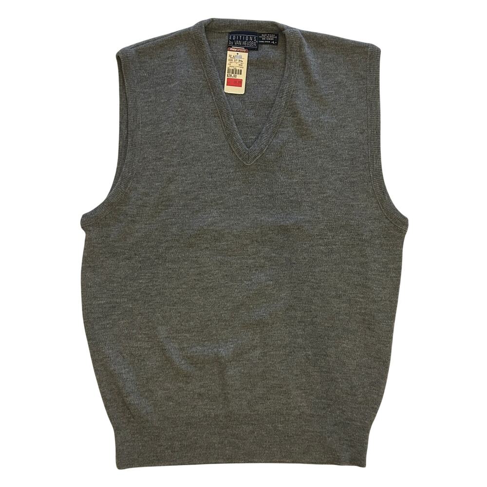 Vintage Editions by Van Heusen Gray V-Neck Sweater Vest | Large